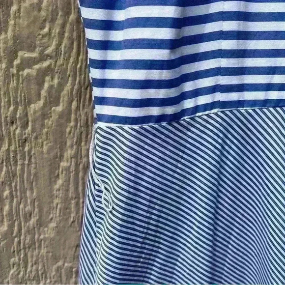 New York & Company Striped Blue White High Low Summer Dress Size 4 - Picture 3 of 6